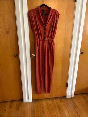 Nooworks orange button jumpsuit L